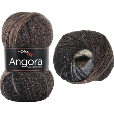 Vlna-hep Angora luxus simli batik - vlna, mohér, akryl a metalické vlákno Angora luxus simli batik: Melír 5724