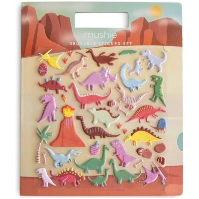 Mushie Opakovateľne použiteľné nálepky mushie dino