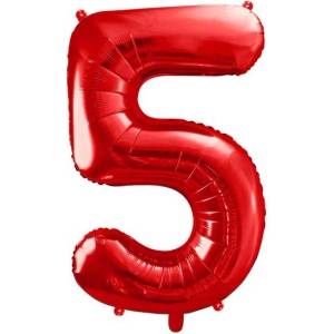 Party Deco Фолиев Балон Цифра в Червено - 86 см - 5 (fb1m-5-007)