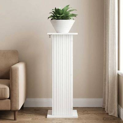 vidaXL Стойка за растения Бяло 30, 5 x 30 x 80, 5 см Инженерна дървесина (899762)