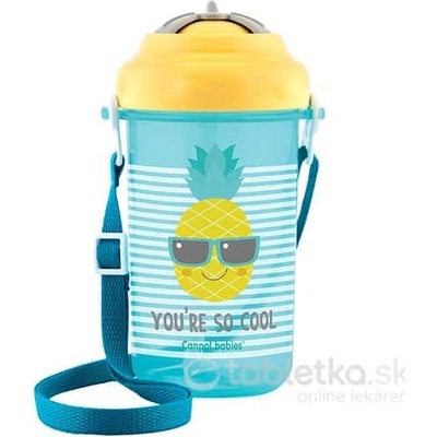 Canpol Babies Cestovná športová fľaša so slamkou a viečkom SO COOL ananás 400 ml