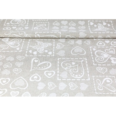MADE IN ITALY Dekoračná látka motýle a srdiečka biele, š. 140 cm Biela Šírka 140 cm