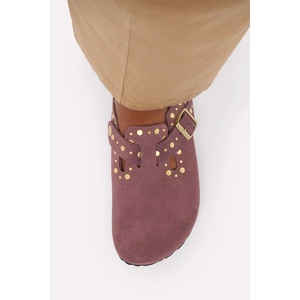 Birkenstock чехли дамски от велур Boston Rivets Suede Leather