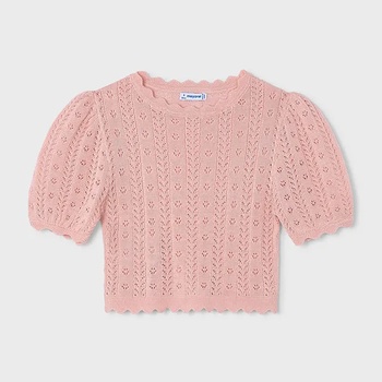 MAYORAL Тениска къс ръкав трико перфорации розов цвят за мини момиче Mayoral