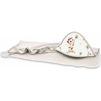 Miminu Detská osuška 100x100cm Kocúrik a púpava biela