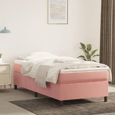 vidaXL 3144647 Boxspring postel s matrací samet / barva Růžová
