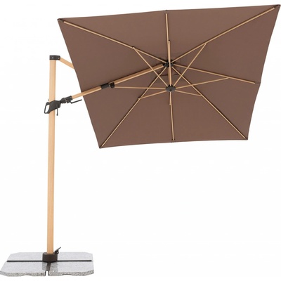 Doppler ALU WOOD 220 x 300 cm - výkyvný zahradní slunečník s boční tyčí greige