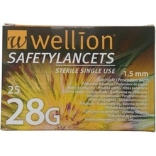 Wellion Safetylancets 28G Bezpečnostné lancety (hĺbka vpichu 1,5 mm) 25 lanciet