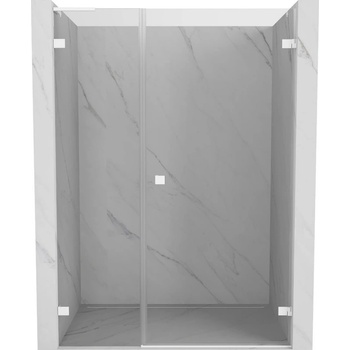 Mexen Lunar-B L въртящи се душ врати десни 125 см, прозрачни, бели - 832SL-125-050-20-00-P (832SL-125-050-20-00-P)