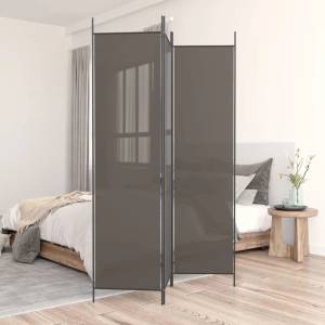 vidaXL Параван за стая, 3 панела, антрацит, 150x220 cм, текстил (350196)
