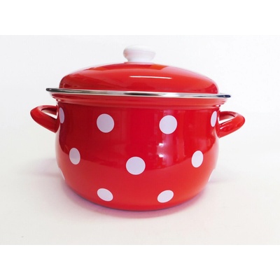 BELIS Randlík 4,5L s pokrievkou smalt 24cm, červený biele bodky