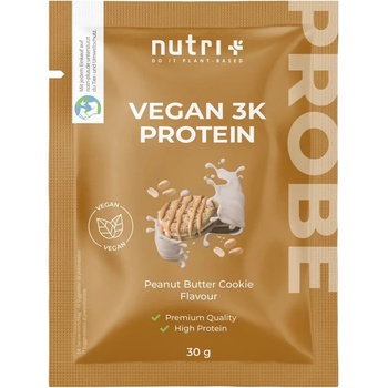 Image 1 of nutri + Пробен размер на вегански 3K протеин на прах - Peanut-Butter-Cookie