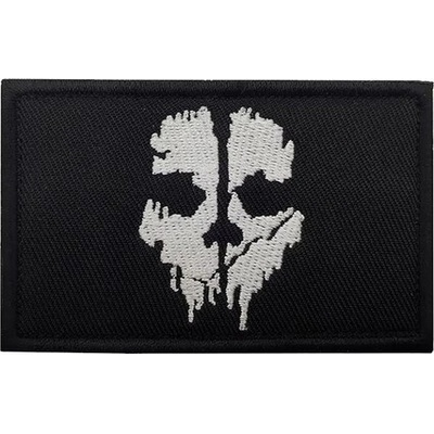 WARAGOD Vyšívaná nášivka Call of Duty ghost mask, čierno-biela
