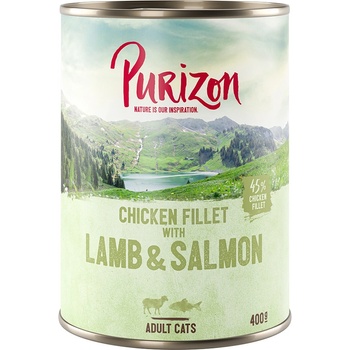 Purizon Adult bez obilnín kuracie filety s jahňacím a lososom 12 x 400 g