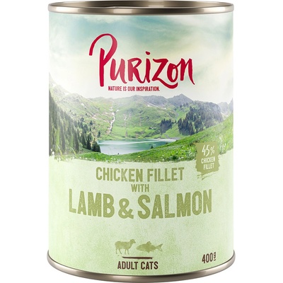 Purizon Adult bez obilnín kuracie filety s jahňacím a lososom 12 x 400 g
