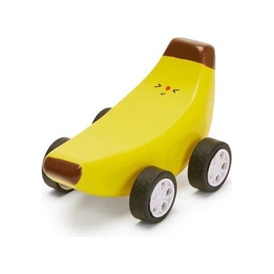 Goodlines autíčko dřevěné banán na natažení, žluté, 10 cm