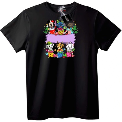 NOONEBRAND Тениска Коледни герои от Disney - L, Black