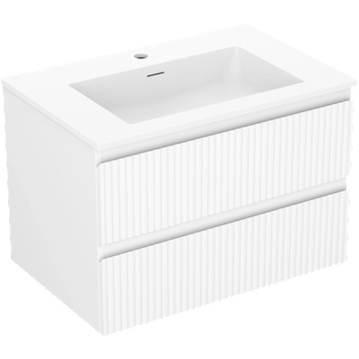 Mexen Rivel шкаф за баня 70 см с умивалник Otis, 2 чекмеджета, рифелована, бяла мат - 91A20-07047-2-BFF01-W18M01 (91A20-07047-2-BFF01-W18M01)