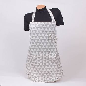 Престилка за готвене в бяло и сиво с триъгълници