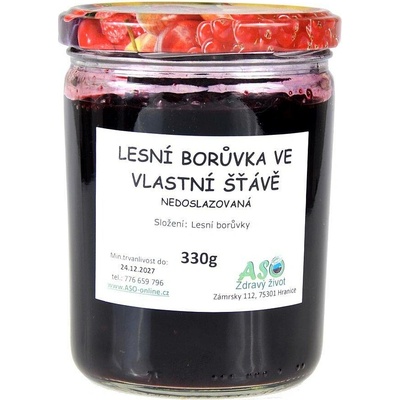ASO Zdravý život Lesní borůvka ve vlastní šťávě nedoslazovaná 330g