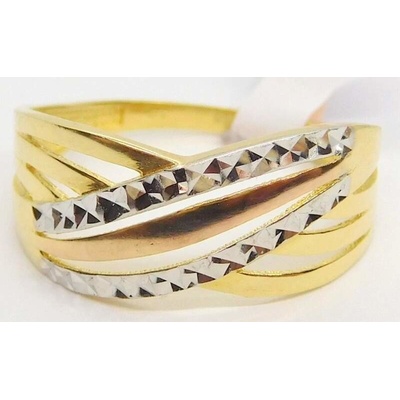 Klenoty Budín dámský prsten ze tří barev zlata HK1197