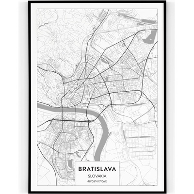 Plakát / Obraz Mapa Bratislava A4 - 21 x 29,7 cm Tiskové plátno – Zbozi.Blesk.cz