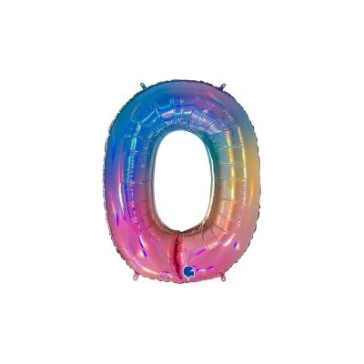 GRABO fóliový balónek ČÍSLICE DUHOVÁ 0 102cm,40 nafukovací