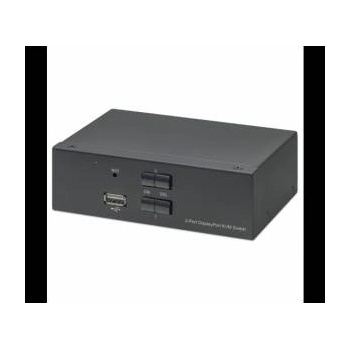 Manhattan Displayport 1.2 Kvm Switch 2-Port, 4K@60Hz, Usb-A/3.5Mm Audio/Mic Connections, Cables Included, Audio Support, Control 2X Computers