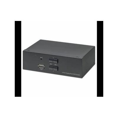 Manhattan Displayport 1.2 Kvm Switch 2-Port, 4K@60Hz, Usb-A/3.5Mm Audio/Mic Connections, Cables Included, Audio Support, Control 2X Computers