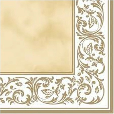 MAKI SLOG 000802 Rococo Pattern Ecru servítky 3-vrstvy 20ks 33x33cm