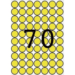 APLI Етикети, кръгли, 19 мм, цветни, a5, apli, жълти, 560 етикета в опаковка 12103 (12103)