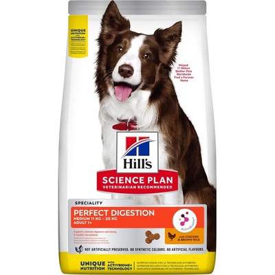 Hill's 2x14кг Adult Perfect Digestion Medium Breed Hill's Science Plan, суха храна за кучета