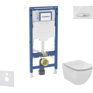 Geberit Duofix - Комплект от предстена инсталация, тоалетна чиния и седалка Ideal Standard Tesi, бутони Sigma50, алпийско бяло SANI11CD3130 (SANI11CD3130)