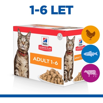 Hill's Science Plan cat adult kuře hovězí a ryba 12 x 85 g