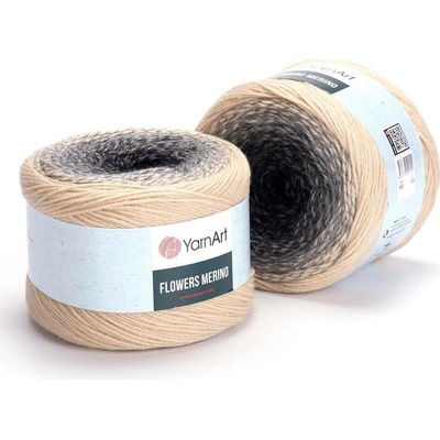 Yarn Art příze Flowers Merino 553 temně modrá, odstíny šedé, béžová