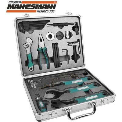 Brüder Mannesmann Комплект инструменти за ремонт на велосипеди в алуминиев куфар 33 части / Mannesmann 00650 / (M 00650)