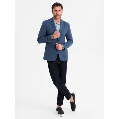 Ombre Clothing Мъжко синьо сако SLIM с фина текстура Ombre Clothing | Sin | МЪЖЕ | S