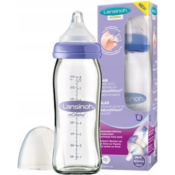 Lansinoh skleněná kojenecká láhev s NaturalWave TM savičkou 240ml