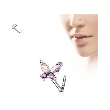 Šperky4U zahnutý piercing do nosu motýlek N0082-P