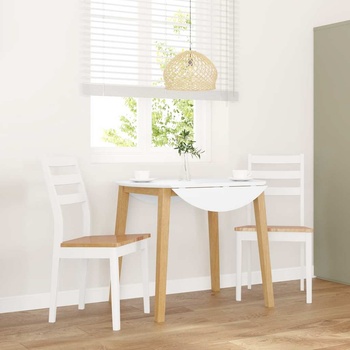 vidaXL трапезни столове 2 бр. бяла масивна дървесина гума (4102520)