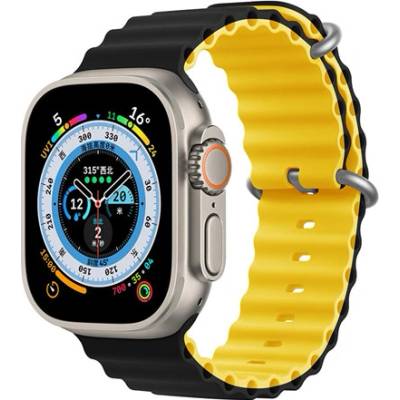 Devia Deluxe Series Sport6 Silicone Two-tone Band 44/45/49mm - Black/Yellow 6938595381652