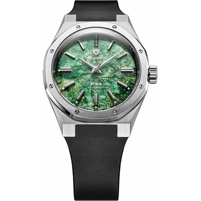 Nivada Grenchen F77 SST Green Aventurine MK2 - - Black Rubber