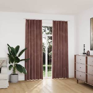 Pure Line Home Кадифени завеси в цвят пепел от рози с перделък, 2 бр. , 140 x 225 см
