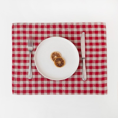 Linen Tales Текстилна подложка за хранене 35x45 cm Red Gingham - Linen Tales (LT-PM-35x45-RNCH)
