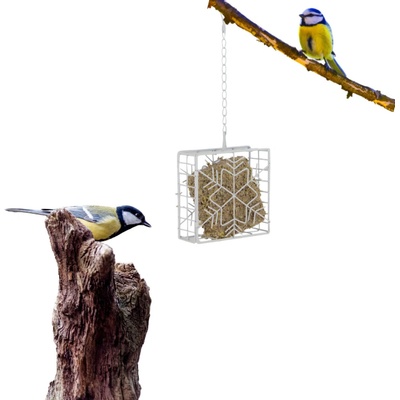 Garden & Fun Bird krmítko pre závesné tukové bloky 13,5 x 5 x 13,8 cm biele