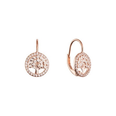 EVOLUTION GROUP CZ Pozlacené stříbrné náušnice strom života - 11713.1 rose gold