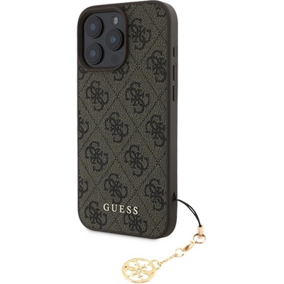CG Mobile iPhone 16 Pro Max GUESS 4G CHARMS пластмасов протектор за телефон, текстилен заден капак, държач за телефон, BARNA GUHCP16XGF4GCW (GUHCP16XGF4GCW)