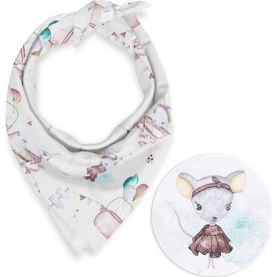 Biante Detská bavlnená šatka Sandra SA 372 Myšky a konvičky na bielom