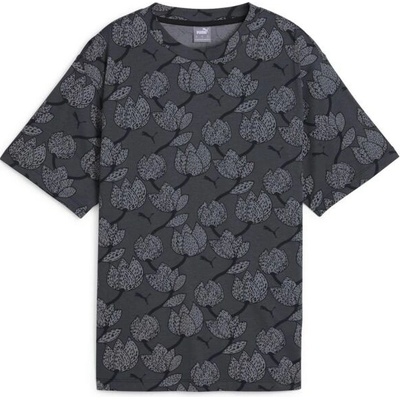 Puma ESSENTIALS + BLOSSOM AOP TEE tmavě šedá