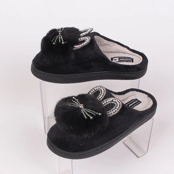 Image 1 of Дамски пантофи в черно с пухче - коте